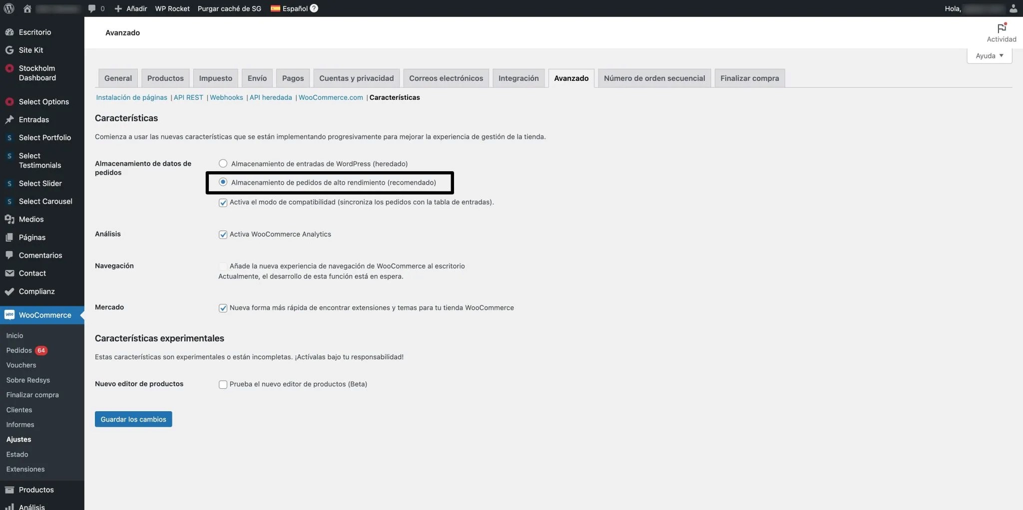 HPOS activar el almacenamiento de pedidos 2